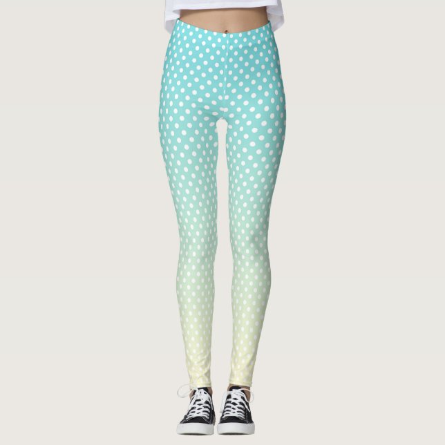 Blåfärgade lacker i polka dots Himlar Leggings (Framsida)