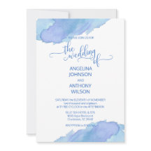 Blåfärgade Lila-bröllopsinbjudningar