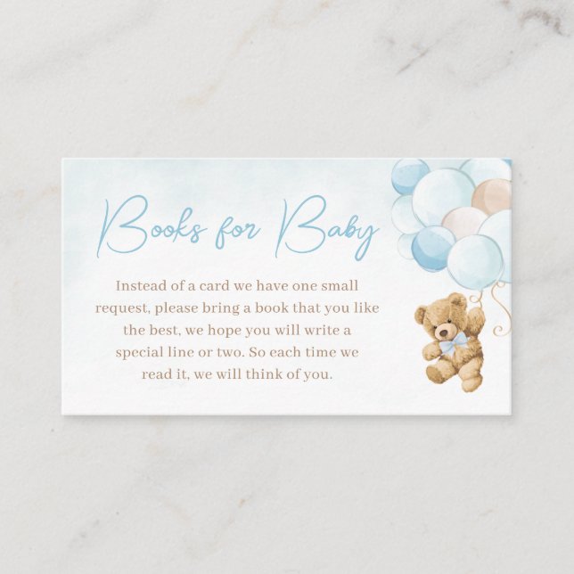 Blåfärgade Nallar Bokar för Baby Tilläggskort (Framsida)