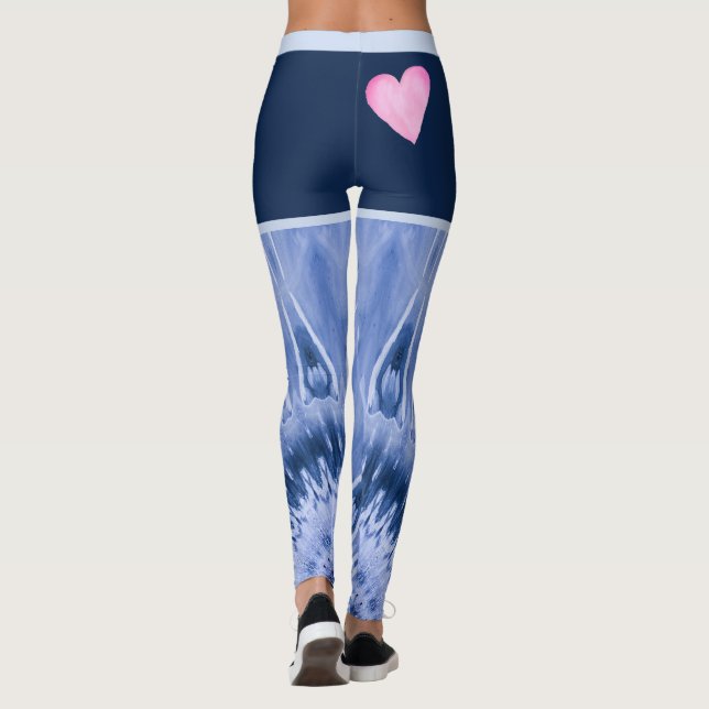 Blåfärgade nyanser med Rosa Heart Leggings (Baksida)