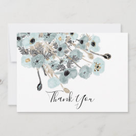 Blåfärgade och Grått-vattenfärgade Blommigtar Popp Tack Kort