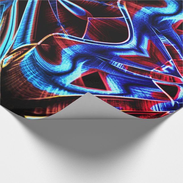 Blåfärgade och rödfärgade bandor presentpapper (Hörn)