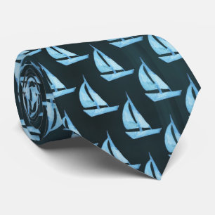 Blåfärgade segelbåtar slips