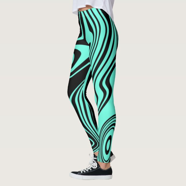 Blåfärgade, svarta, strimlade skinn - välj Färg Leggings (Vänster)
