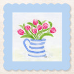 Blåfärgade vattenfärgstulpaner, blåfärgstumlare fö underlägg papper<br><div class="desc">Handmålade vattenfärgsTulips,  Blue Rand Cornish Stil Pitcher-Användan underlägg att förbättra din party-deka eller använda i vilket rum som helst i ditt hus - eller ge som en gåva. Jag målar blommor i kärlek. Jag hoppas att du njuter av dem!</div>