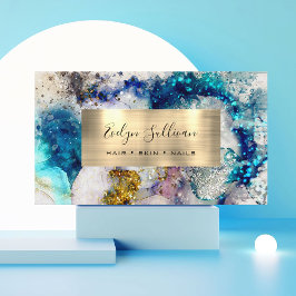 Blåfärgat Affärskort glitter i guld silver Visitkort