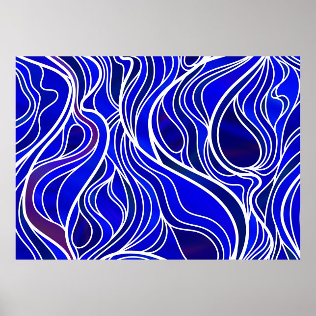 Blåfärgat glas, Abstrakt Poster (Framsidan)