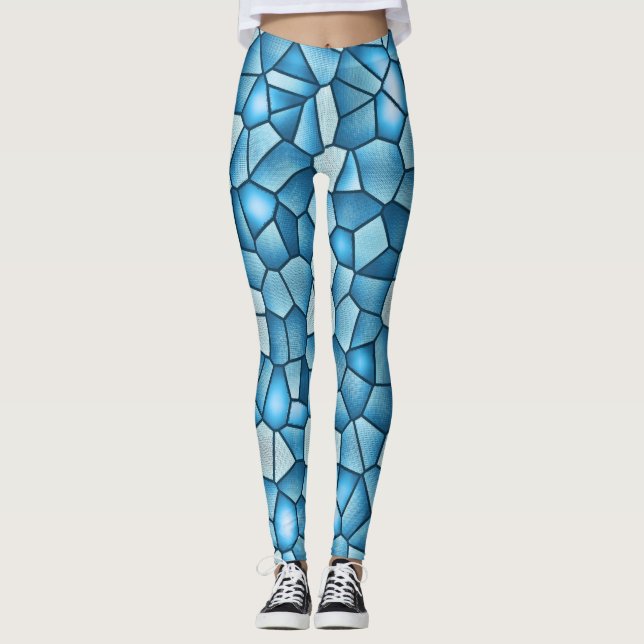 Blåfärgat glas, Trendig Vår och sommar Leggings (Framsida)