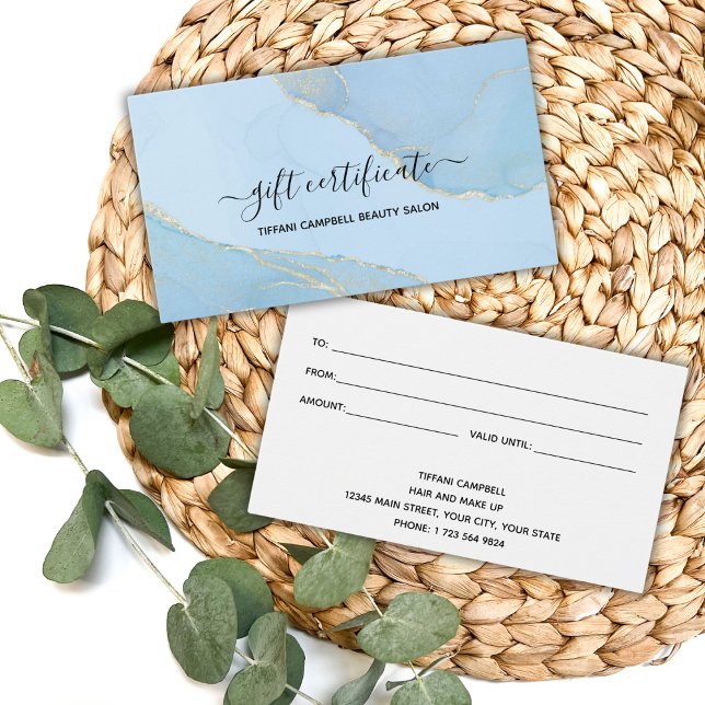 Blåfärgat intyg för gåva från Glitter Visitkort (Skapare uppladdad)