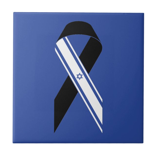 Blåfärgat israeliskt flagga kakelplatta (Framsidan)