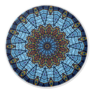 Blåfärgat skåp av keramiskt glas knopp