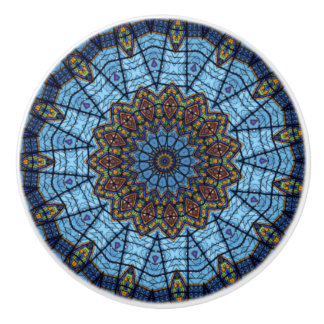 Blåfärgat skåp av keramiskt glas knopp