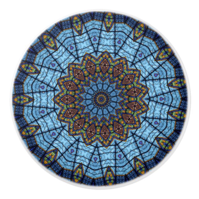 Blåfärgat skåp av keramiskt glas knopp (Framsidan)