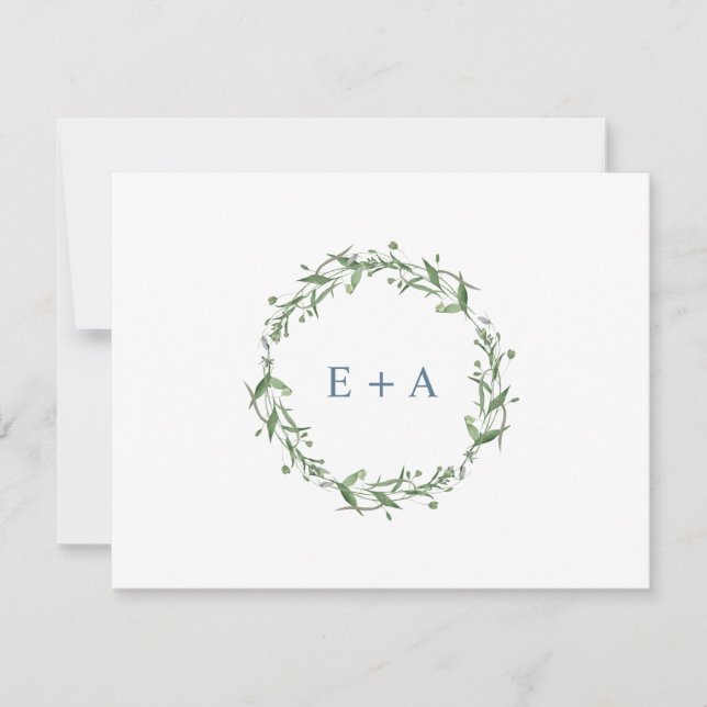 Blåfärgat vattenutandningsmonogram tack kort (Framsida)