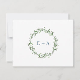 Blåfärgat vattenutandningsmonogram tack kort