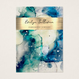 Blåfärgat visning av folie av smycken visitkort