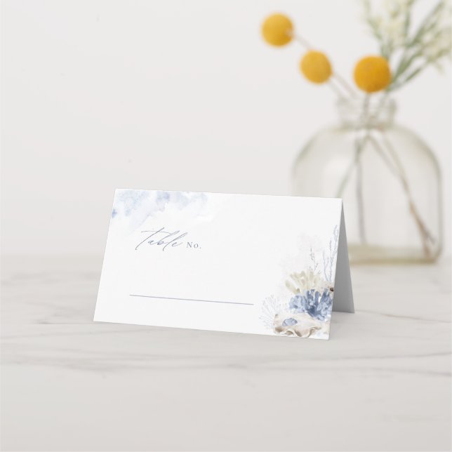 Blåfärgkorall och stranden på stranden placeringskort (Framsida)