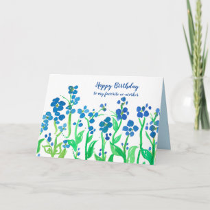 Blåfärgningsblommor för grattis på födelsedagen-me kort