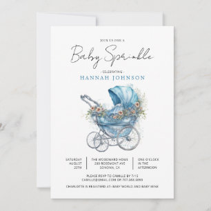 Blåfärgsblått Baby Carriage Det är en Sjinkle Inbjudningar