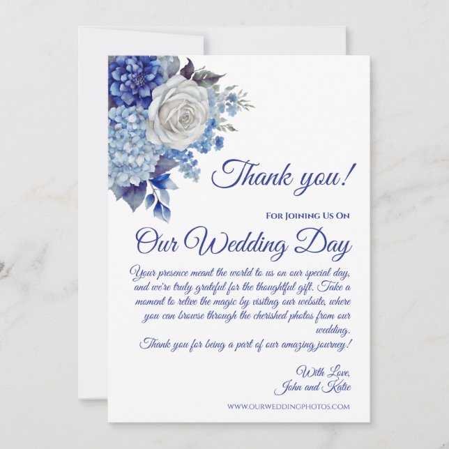 Blåfärgsblomma Bröllop-Tack Inbjudningar (Framsida)