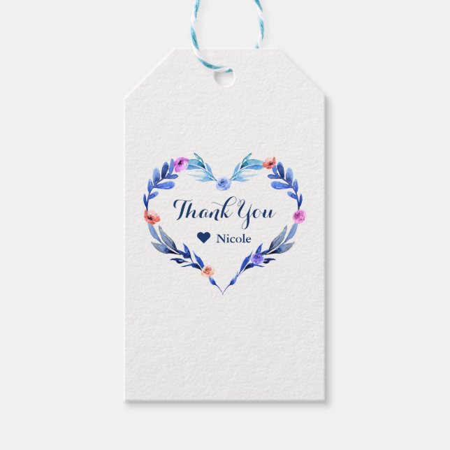 Blåfärgsblomma Bröllopsförmån för ljus blå vattenf Presentetikett (Framsidan)