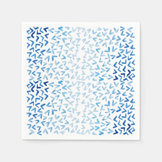 Blåfärgscheckmarkering mönster på vitt pappersservett (Framsidan)