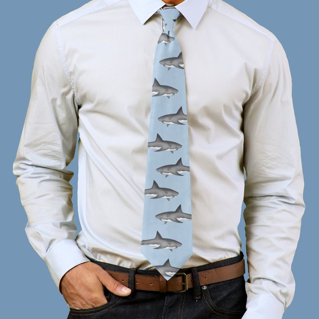 Blåfärgshajar Mönster Slips (Men's Shark Pattern Tie)