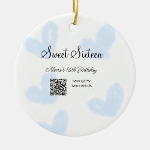 Blåfärgshem QR-Sweet sixteen Julgransprydnad Keramik