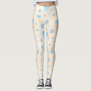 Blåfärgshögar och Tass avtryck Mönster Leggings