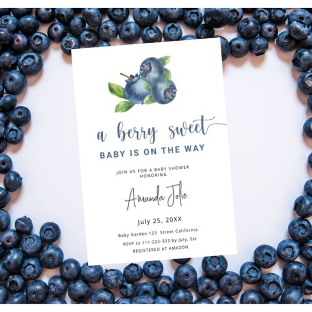 Blåfärgshuggare för blåbär med vattenfärg inbjudningar (Skapare uppladdad)