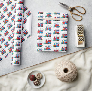 Blåfärgshus i modern Tåg Baby Presentpapper