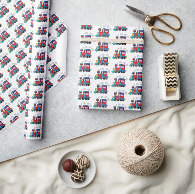 Blåfärgshus i modern Tåg Baby Presentpapper (Hantverk)