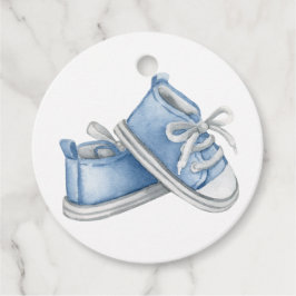 Blåfärgshusare för Cute Watercolor Blue Baby Showe Gåvor Etiketter