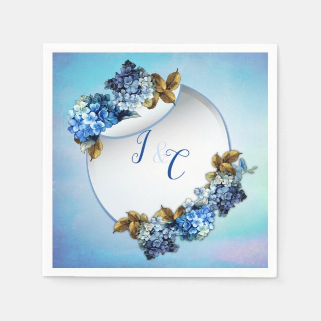 Blåfärgshydrangeasskuggor Pappersservett (Framsidan)