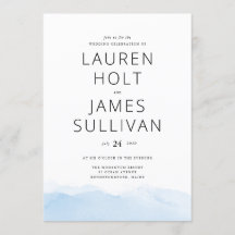 Blåfärgsinbjudan för badbröllop med blå ombre