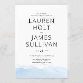 Blåfärgsinbjudan för badbröllop med blå ombre inbjudningar