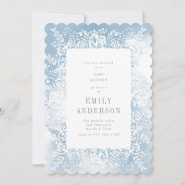 Blåfärgsinbjudan för bebisduschar med vattenfärg-b inbjudningar