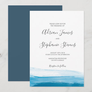 Blåfärgsinbjudan till elegant Blå ombre Watercolor Inbjudningar