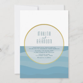 Blåfärgsinbjudan till Watercolor Beach Wedding Inbjudningar
