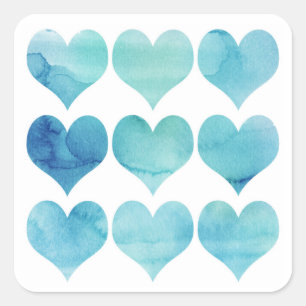 Blåfärgskonst för Hearts Heart Health Clipa Fyrkantigt Klistermärke