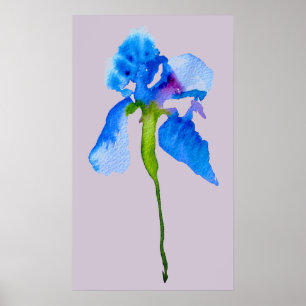 Blåfärgskonst i modern blommigt poster