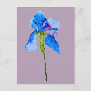 Blåfärgskonst i modern blommigt vykort
