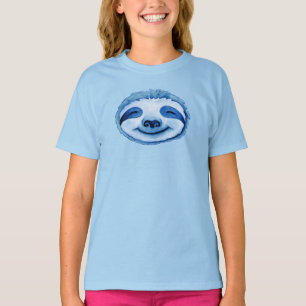 Blåfärgskonst i stollig ansikte t shirt