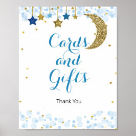 Blåfärgskort för guld i måne och presentkort poster