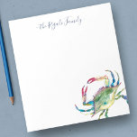 Blåfärgstall för Personlig av vattenfärg i Blått C Anteckningsblock<br><div class="desc">Elegant och kust,  den här personligen innehåller namn eller monogram för din familj i en handskriven manustypografi med min blå krabba ursprungliga vattenfärgskonst. Perfekt för bröllop eller dina sommaranteckningar. Om du vill se fler kontorsmodeller och skrapskablar som detta kan du besöka www.zazzle.com/dotellabelle</div>