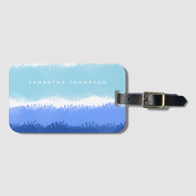Blåfärgstoner med modern Abstrakt Bagagebricka (Framsida horisontal)