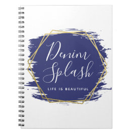 Blåfärgstreck och modern geometrisk Chic i Guld Anteckningsbok