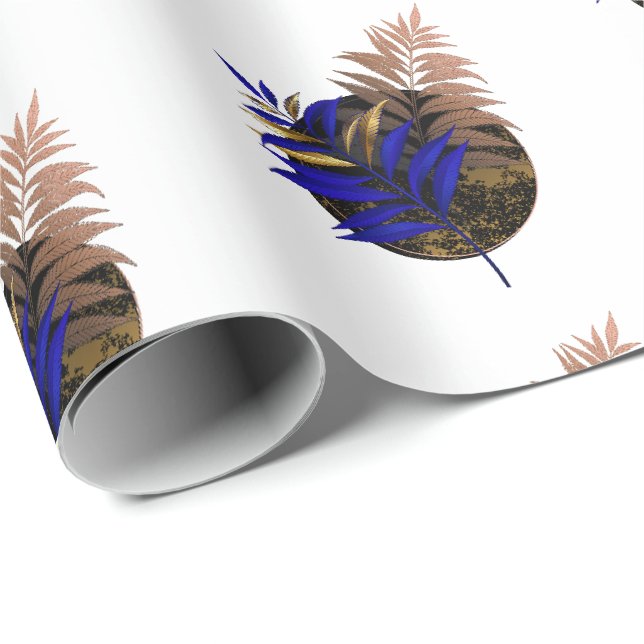 Blåfärja i svart cirkel presentpapper (Rullad Hörn)