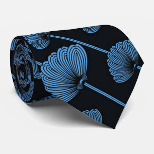 Blåfenad Blommigt Fläkt Mönster Tie Slips