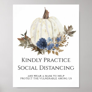 Blåfenad Blommigt Pumpkin Social Avstånd Poster